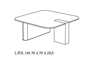 Coffee Table Lock 70 cm Ceramic Calacatta Gold / Bronze Domestica – Dimensions Drawing