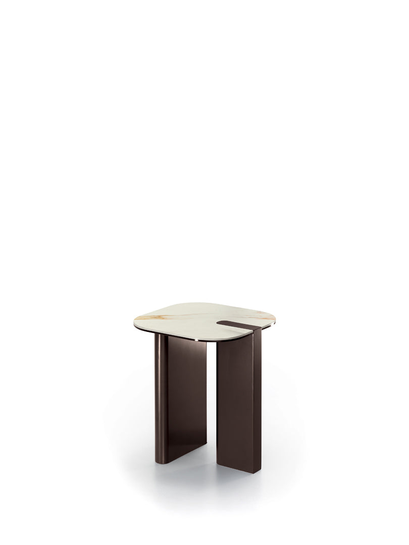 Side Table Key 40 cm Ceramic Calacatta Gold / Bronze Domestica – Product View on White