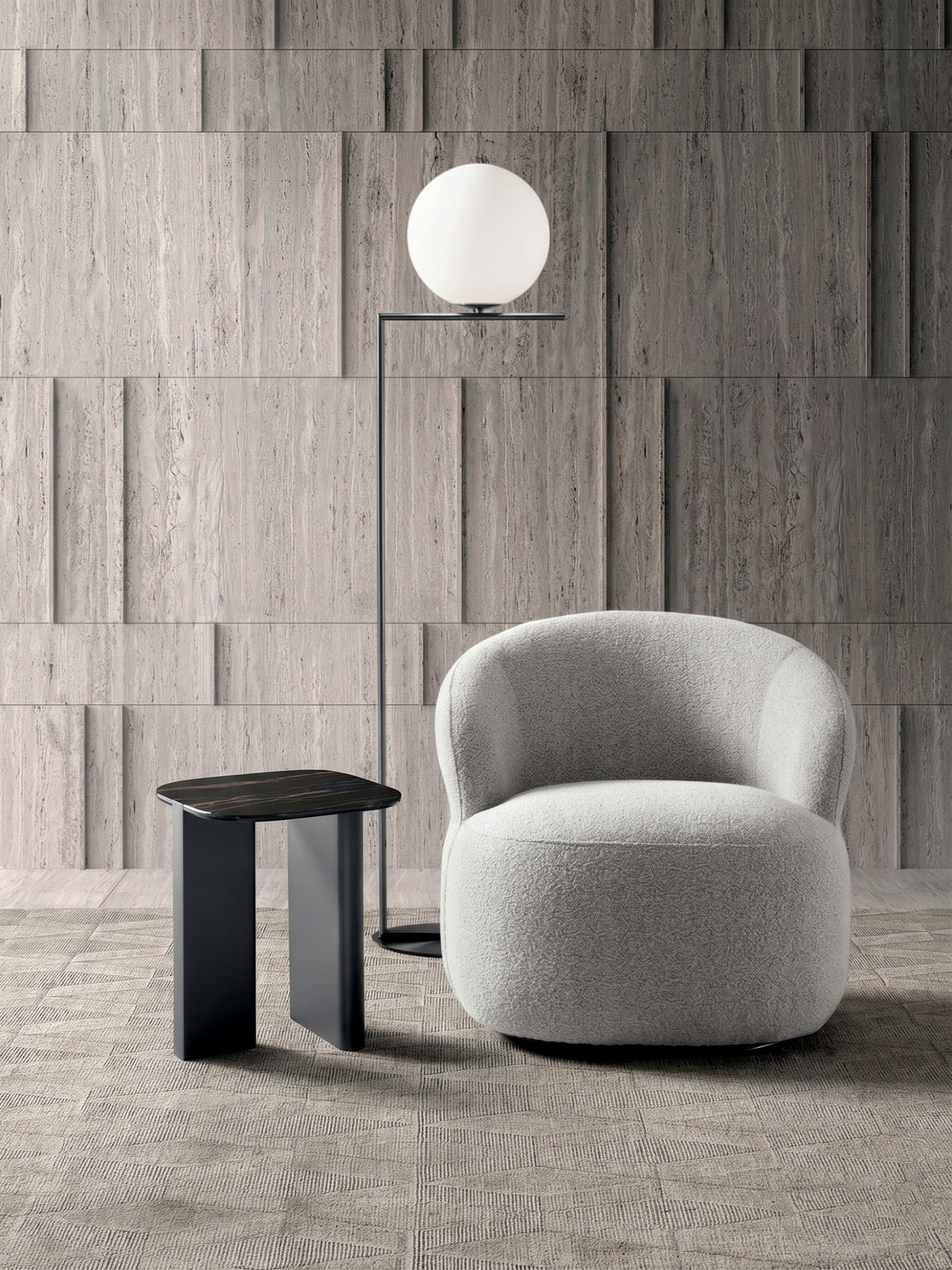 Side Table Key 40 cm Ceramic Black Portoro / Black Domestica – Lifestyle