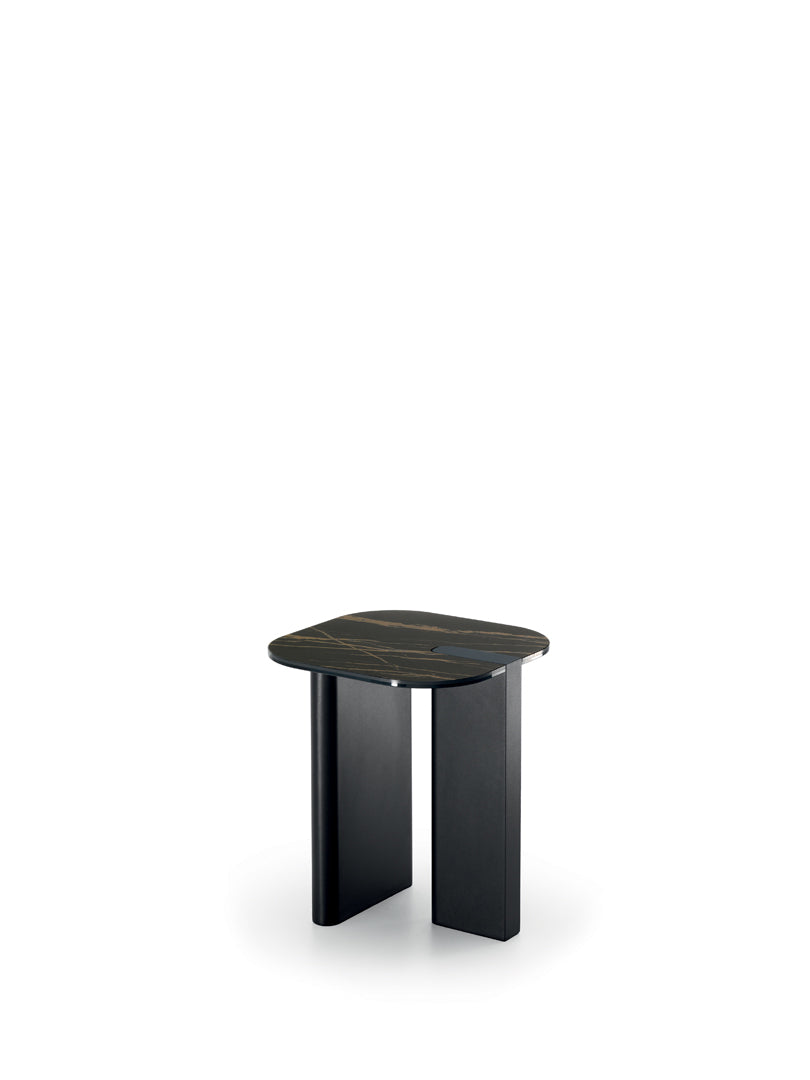 Side Table Key 40 cm Ceramic Black Portoro / Black Domestica – Product View on White