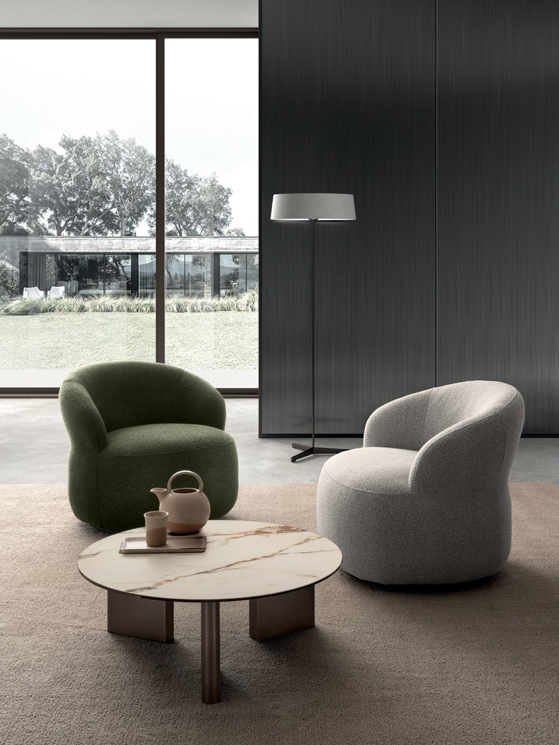 Coffee Table Dot Ø80 cm Ceramic Calacatta Borghini / Bronze Domestica – Lifestyle