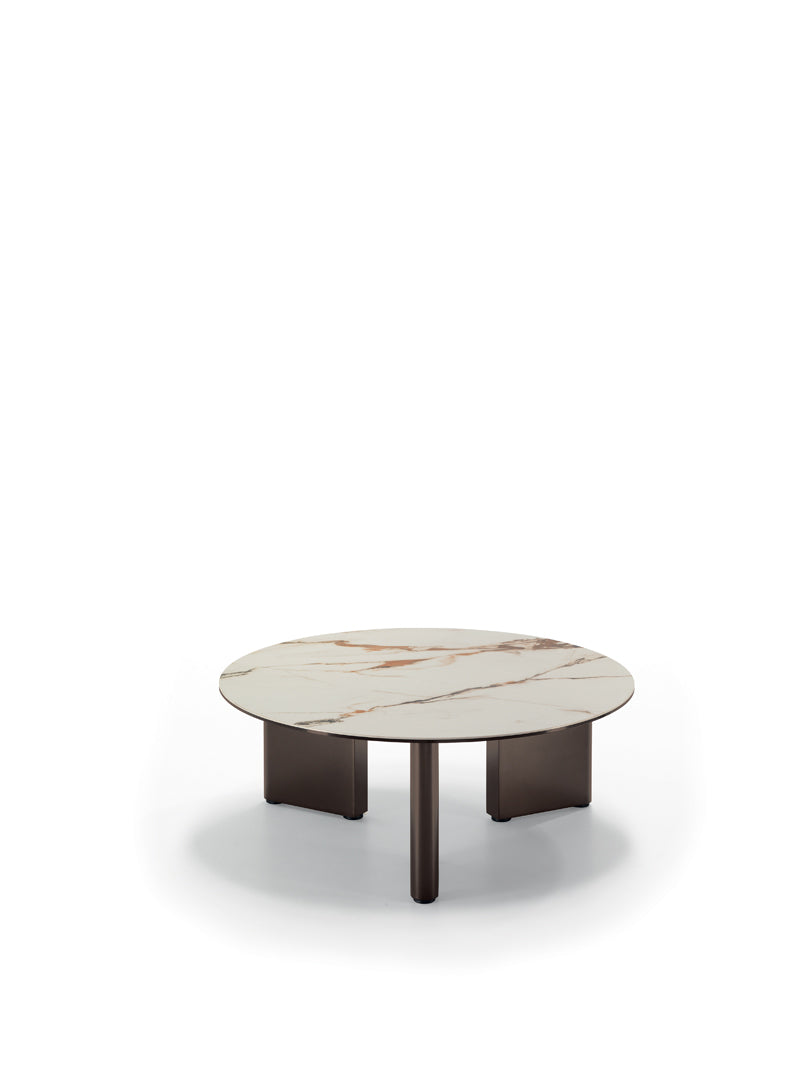 Coffee Table Dot Ø80 cm Ceramic Calacatta Borghini / Bronze Domestica – Product View on White