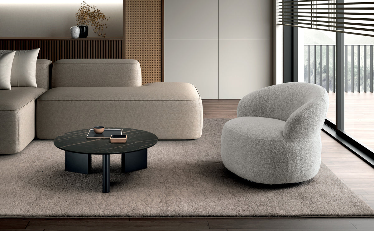 Coffee Table Dot Ø80 cm Ceramic Black Portoro / Black Domestica – Lifestyle