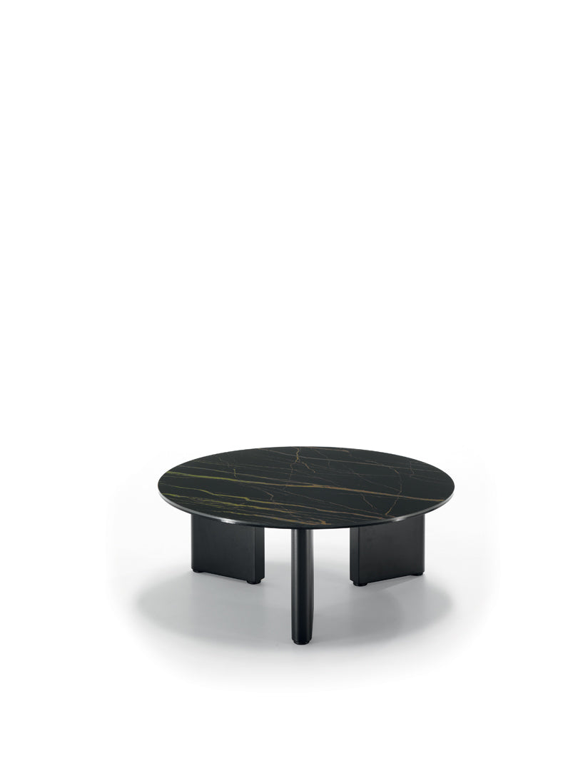 Coffee Table Dot Ø80 cm Ceramic Black Portoro / Black Domestica – Product View on White