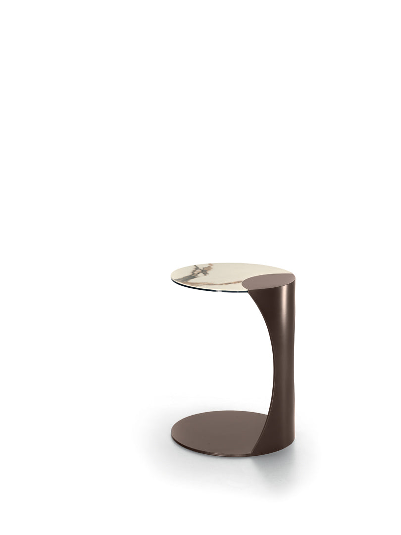 Side Table Tee Ø40 cm Ceramic Calacatta Borghini / Bronze Domestica – Product View on White