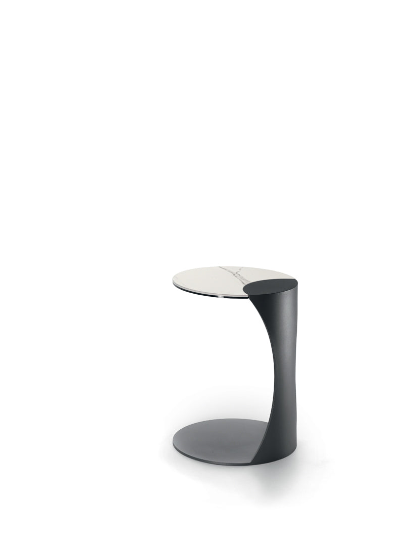 Side Table Tee Ø40 cm Ceramic White Marble / Anthracite Domestica – Product View on White