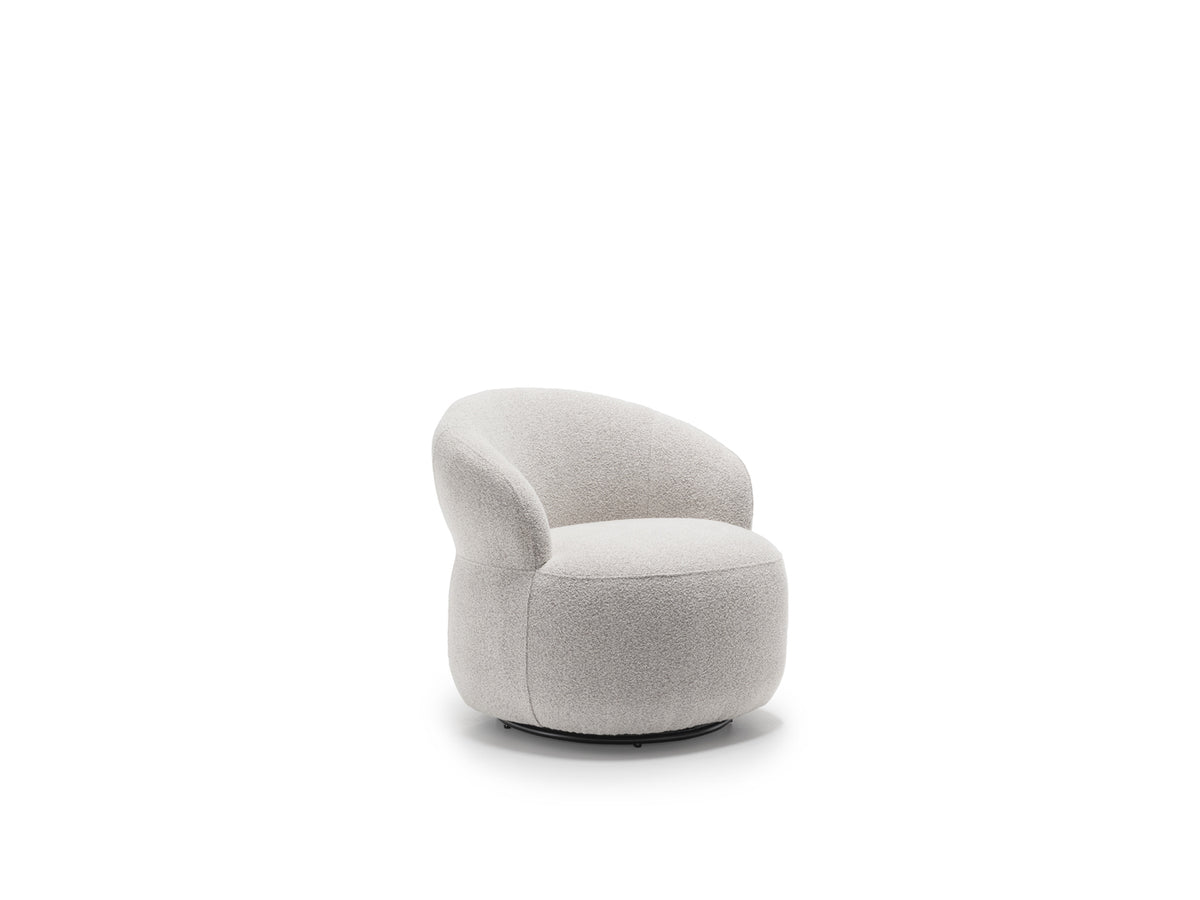 Swivel Armchair Julep Bouclé Light Grey Domestica – Product View on White