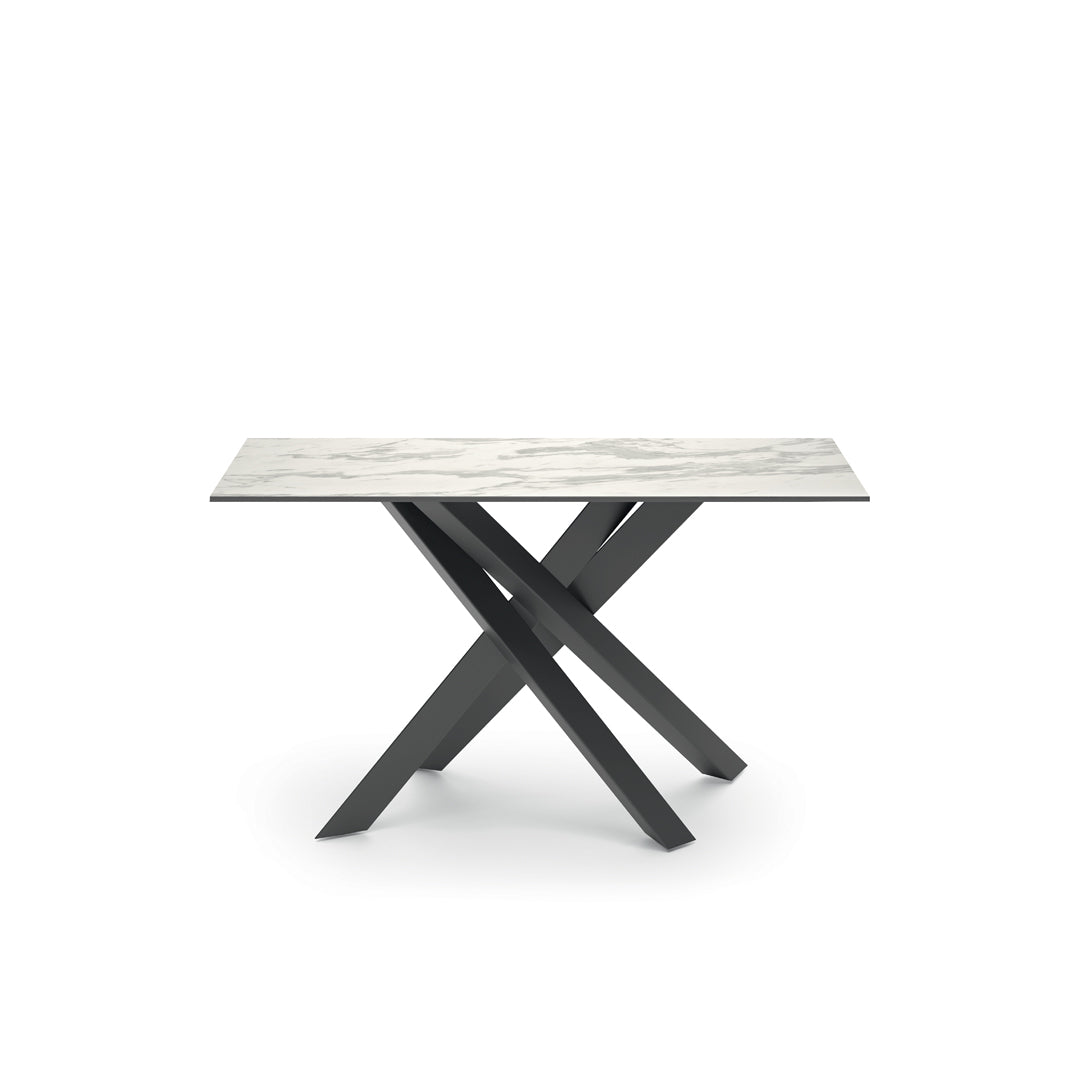 Console Table Xenia 110 cm Ceramic White Marble / Anthracite Domestica – Product View on White