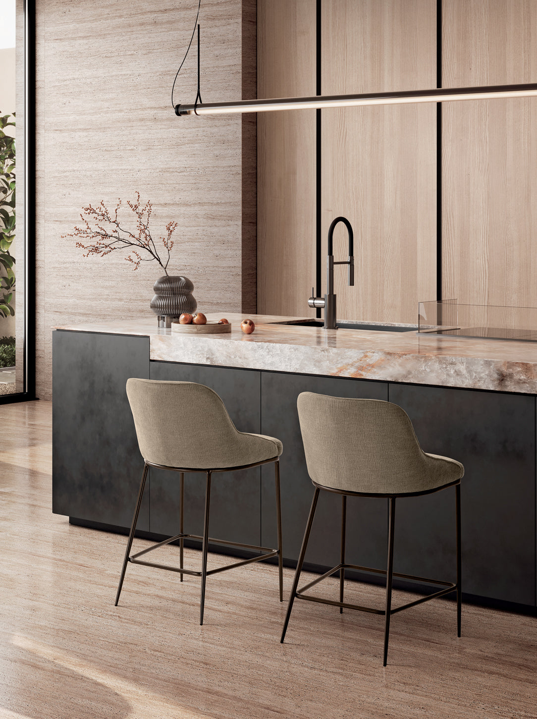 Counter Stool Ginevra Beige / Bronze Domestica – Lifestyle