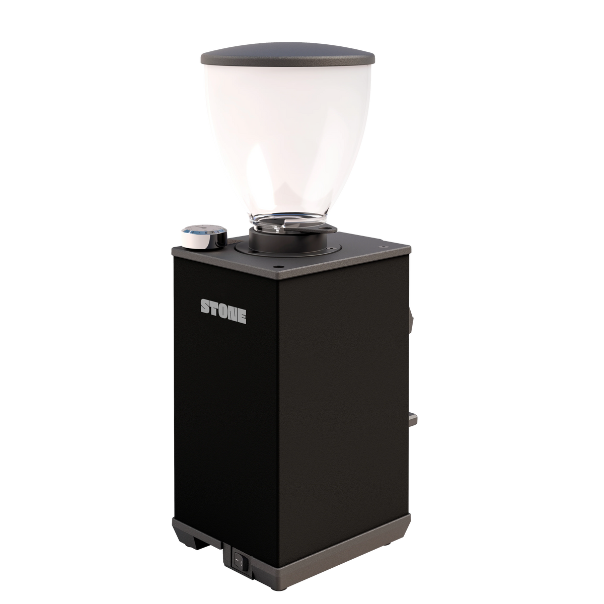 Coffee Grinder Pebble Black Domestica – Back Three Quarter View on White