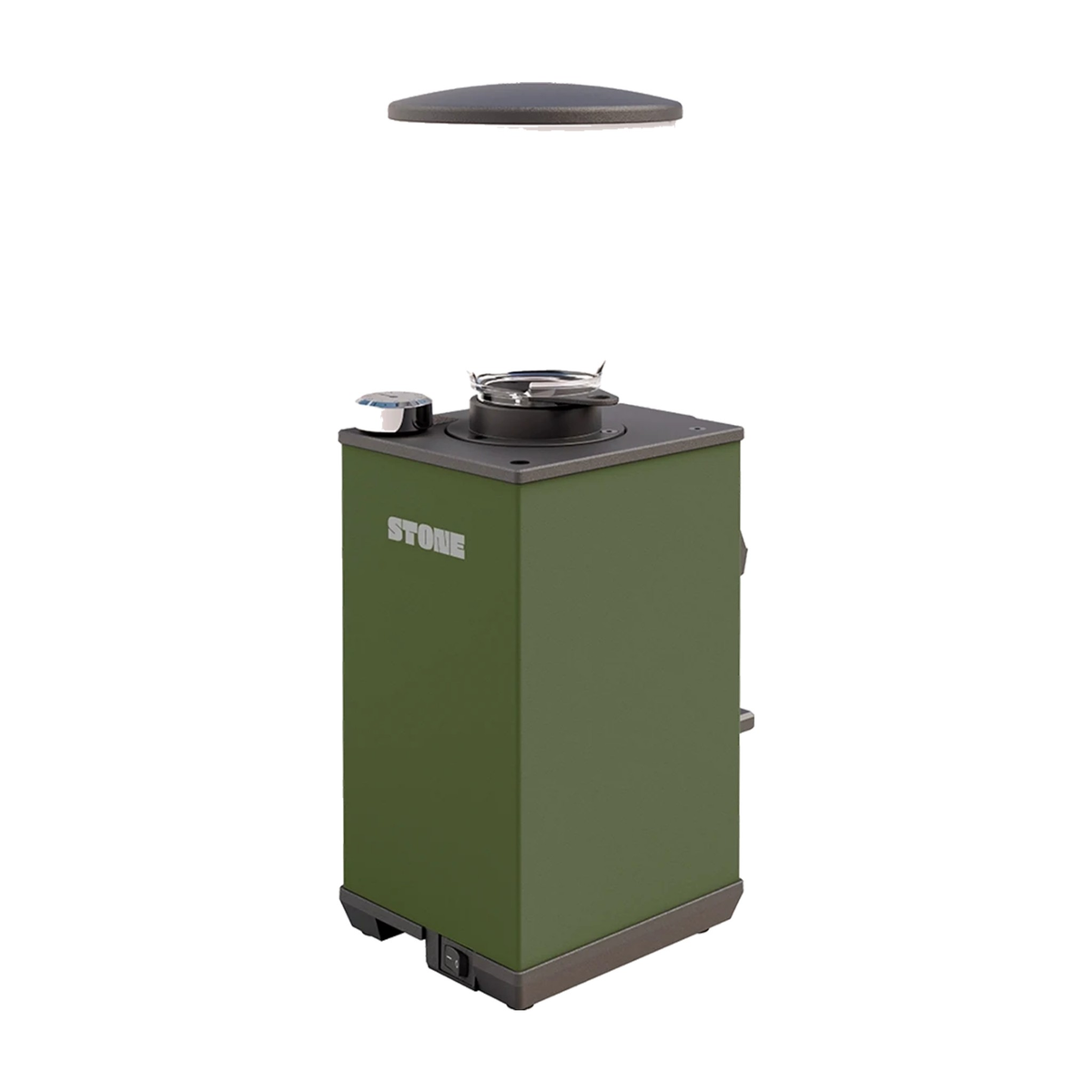 Coffee Grinder Pebble Green Domestica – Back Three Quarter View on White