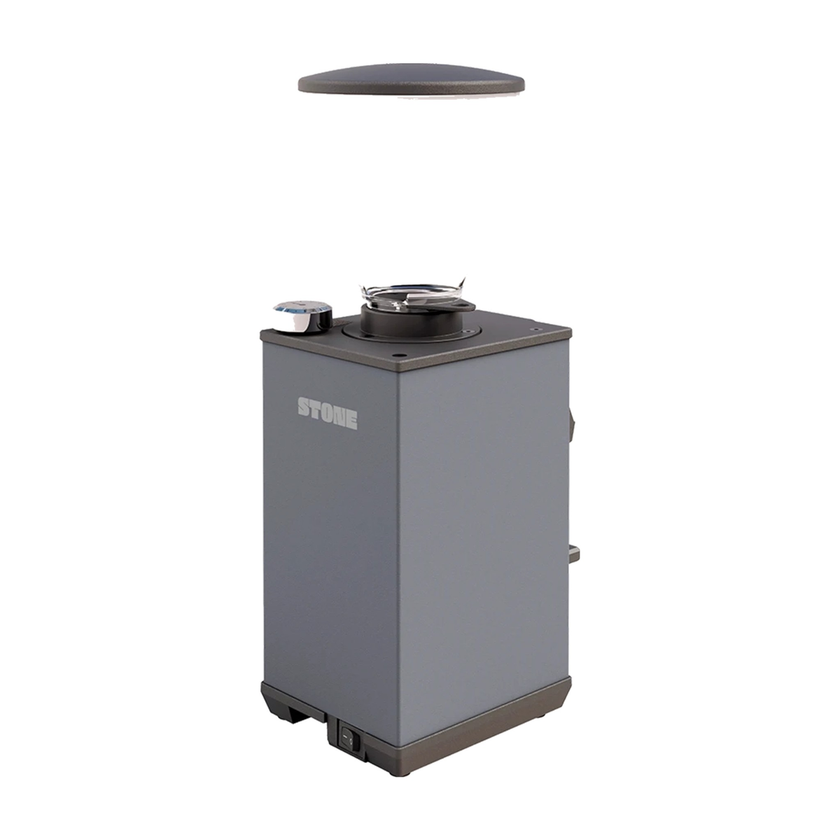 Coffee Grinder Pebble Grey Domestica – Back Three Quarter View on White