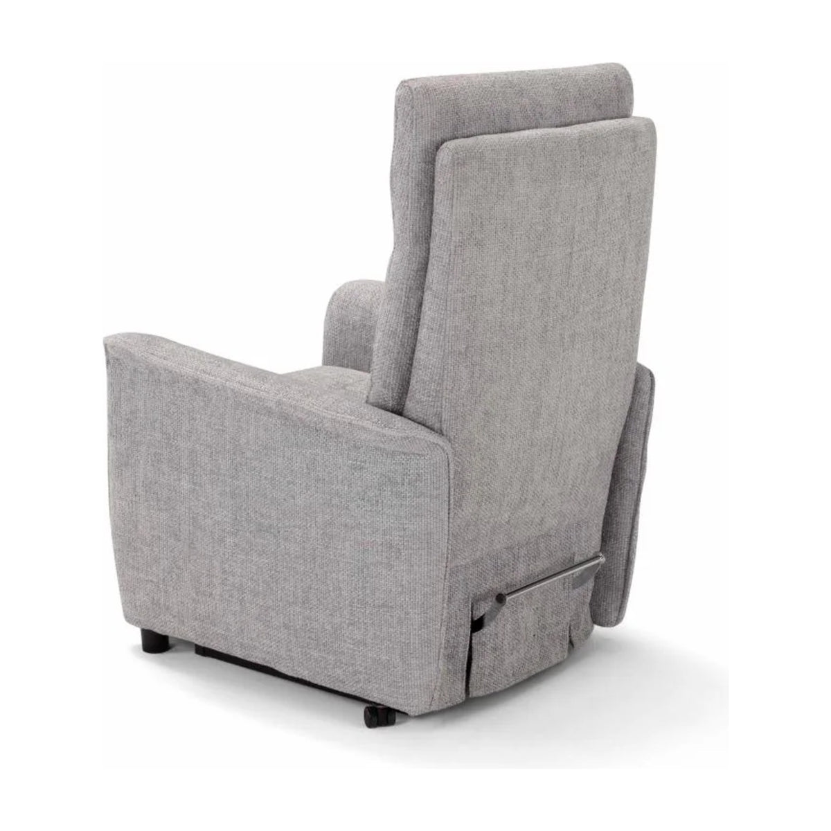 Compact Lift Recliner Armchair Piquet Light Grey Domestica – Back Three Quarter View on White