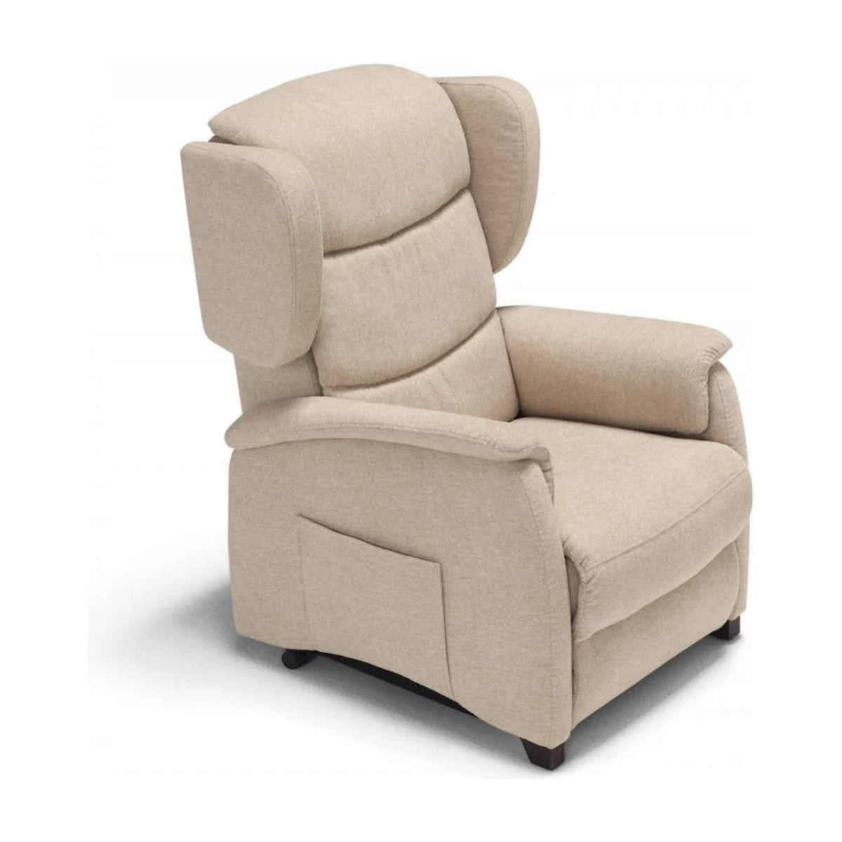 Lift Recliner Armchair Minù Beige Domestica – Three Quarter View on White