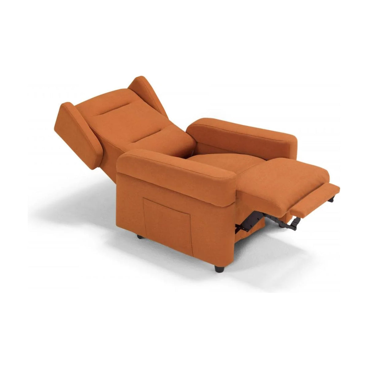 Healthcare Lift Recliner Armchair Bonton Terracotta Domestica – Fully Reclined, Three Quarter View on White