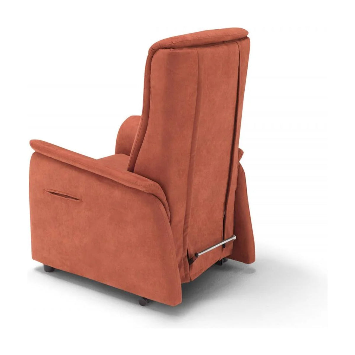 Lift Recliner Armchair Galà Terracotta Domestica – Back Three Quarter View, Rear Mechanism Detail on White