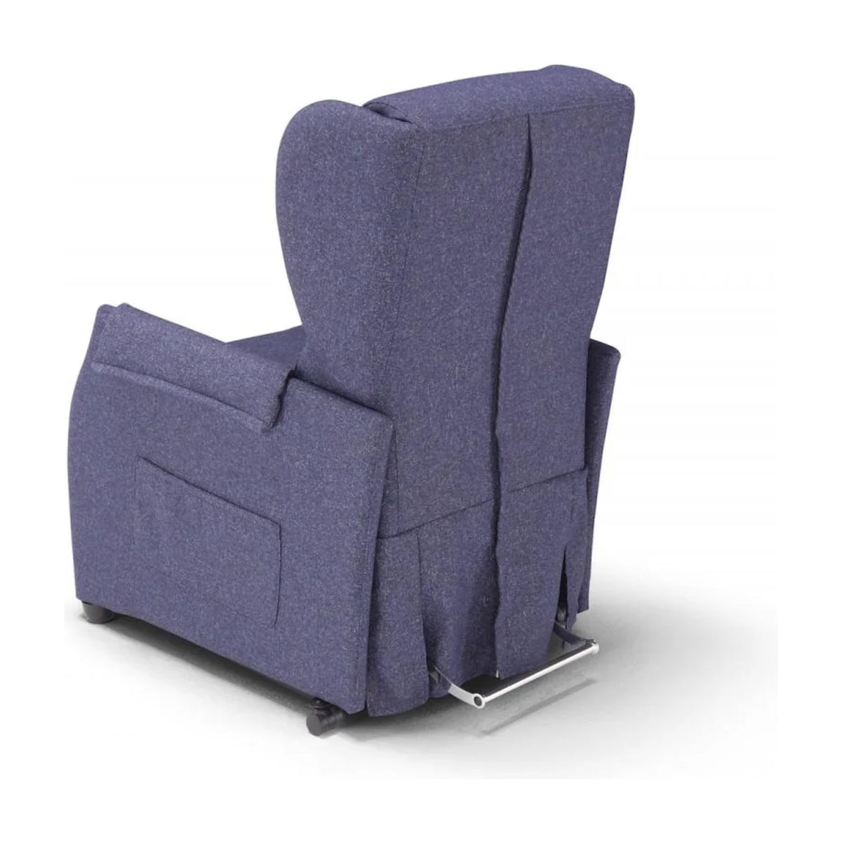 Lift Recliner Armchair Easy Blue Domestica – Back Three Quarter View, Rear Mechanism Detail on White