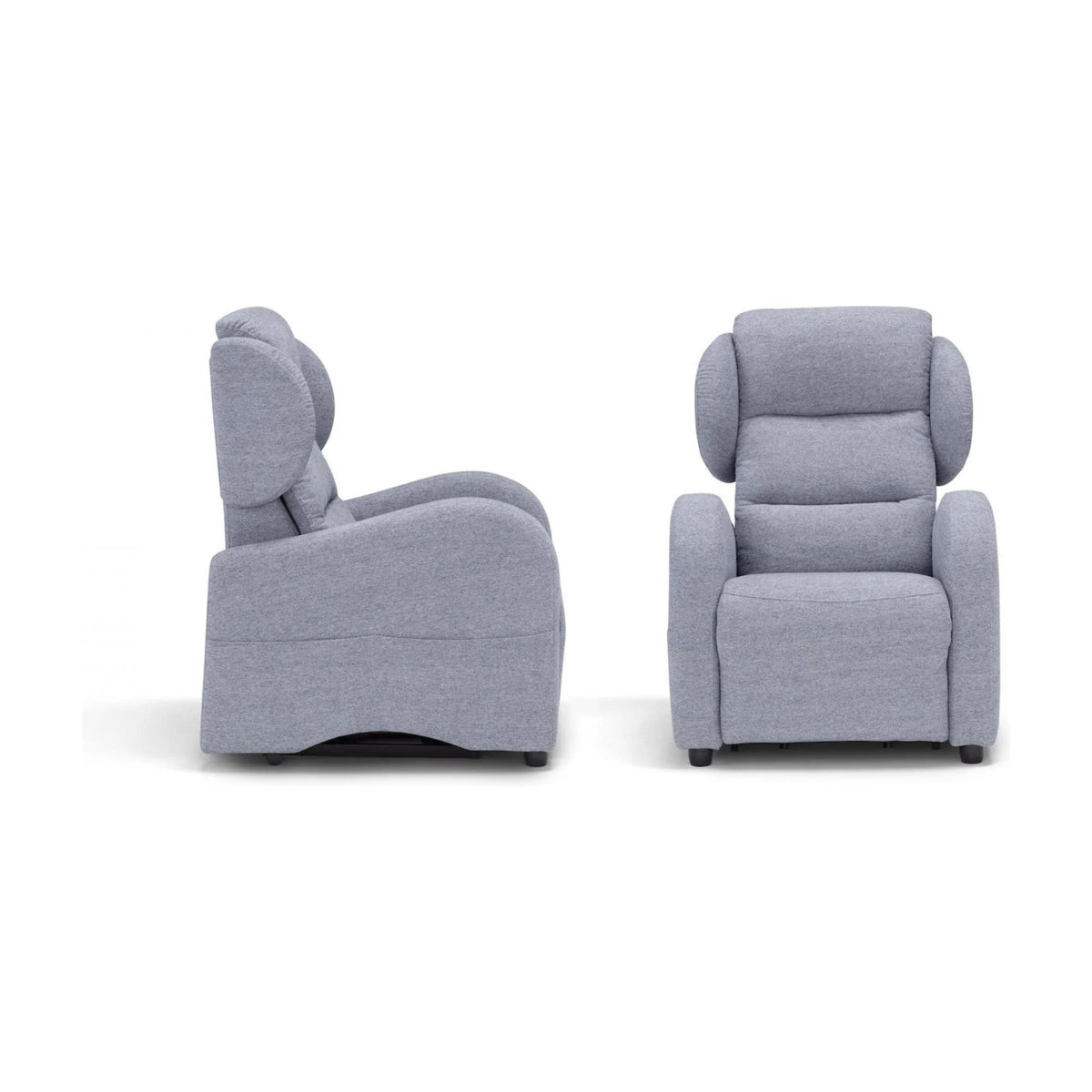 Lift Recliner Armchair Mamy Light Blue Domestica – Side and Front Views on White