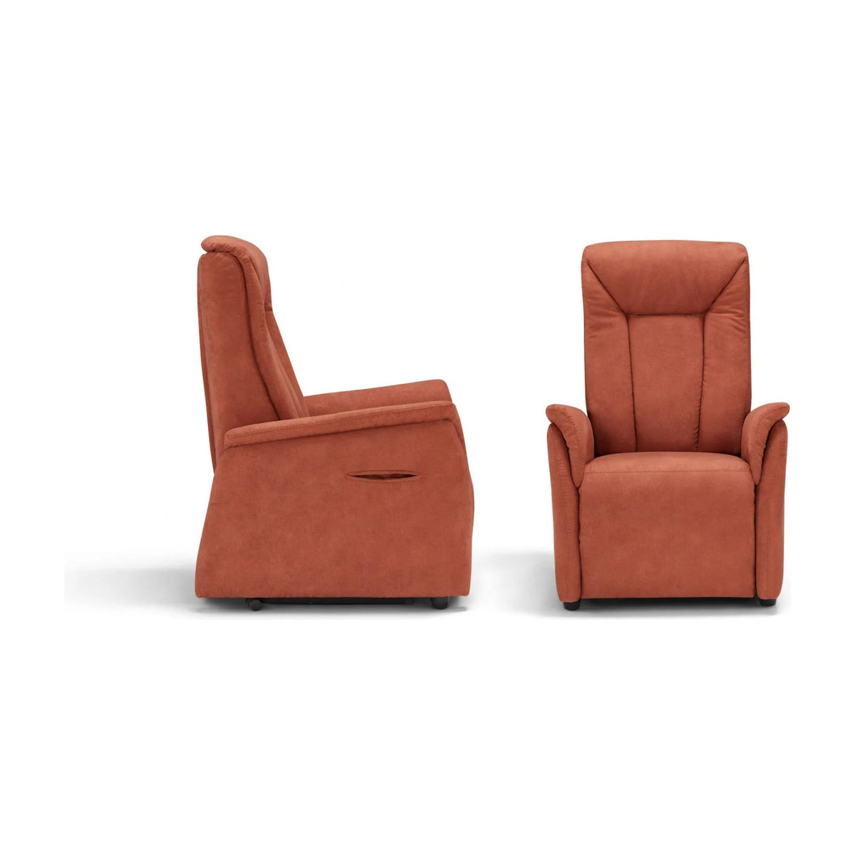 Lift Recliner Armchair Galà Terracotta Domestica – Side and Front Views on White