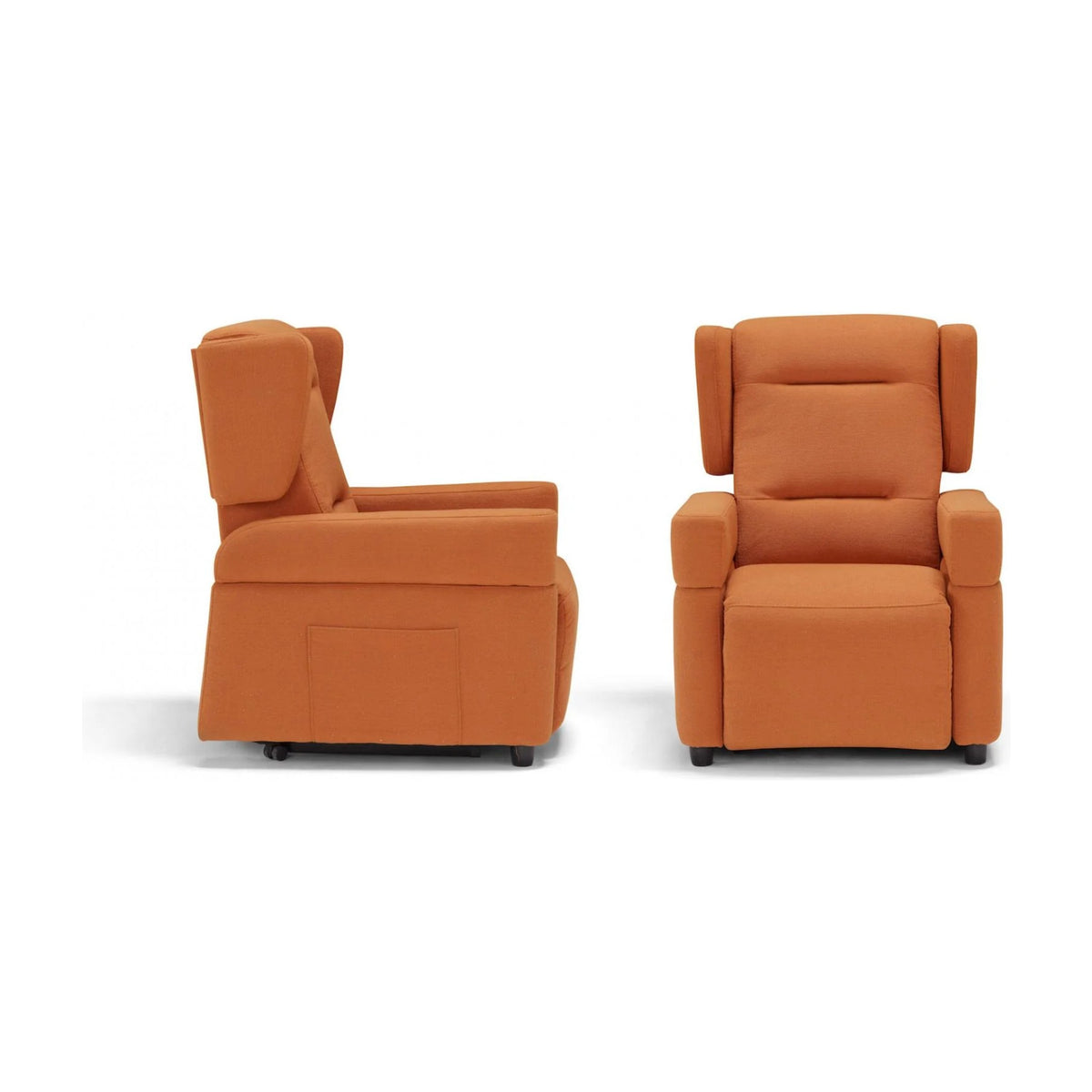 Healthcare Lift Recliner Armchair Bonton Terracotta Domestica – Side and Front Views on White
