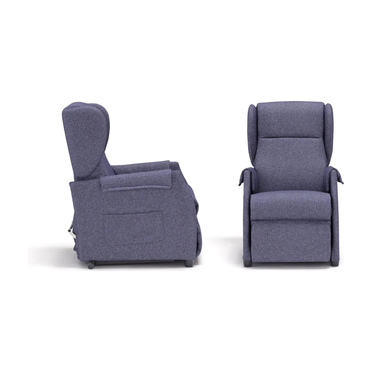Lift Recliner Armchair Easy Blue Domestica – Side and Front Views on White