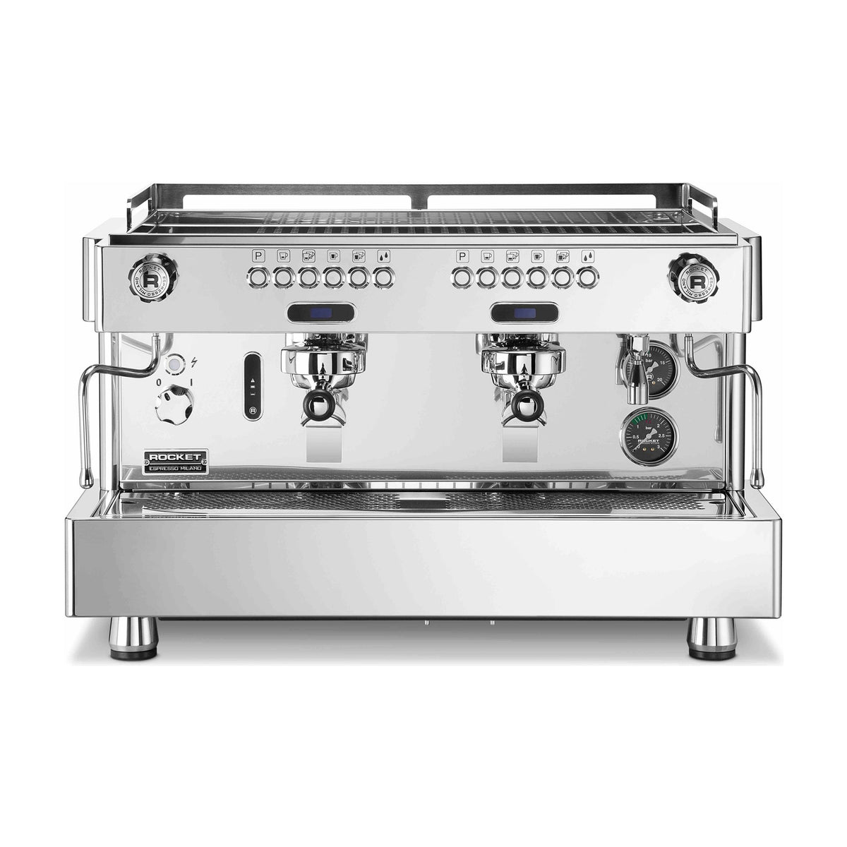 Coffee Machine RE A Timer Stainless Rocket Espresso Domestica – Front View on White