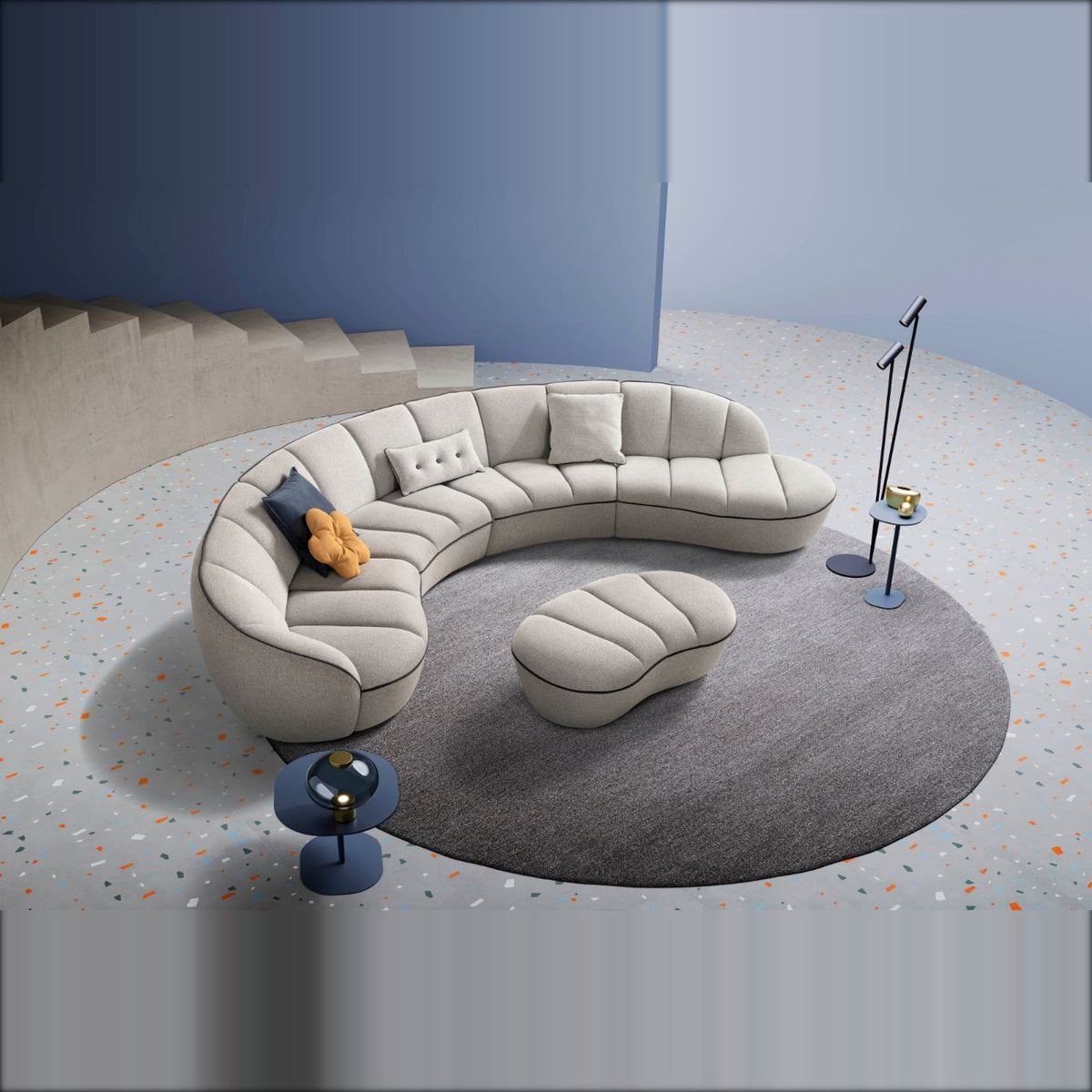 Shai Domestica – Lifestyle – Curved Light Configuration on a Grey Rug