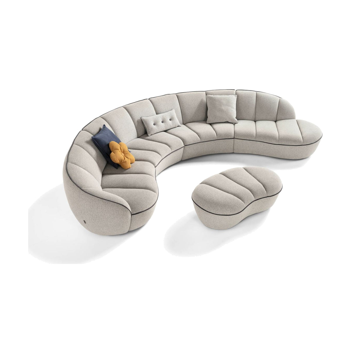 Egoitaliano Shai Modular Corner Sofa Cream Fabric Espresso Piping Domestica – Top View Full Arc