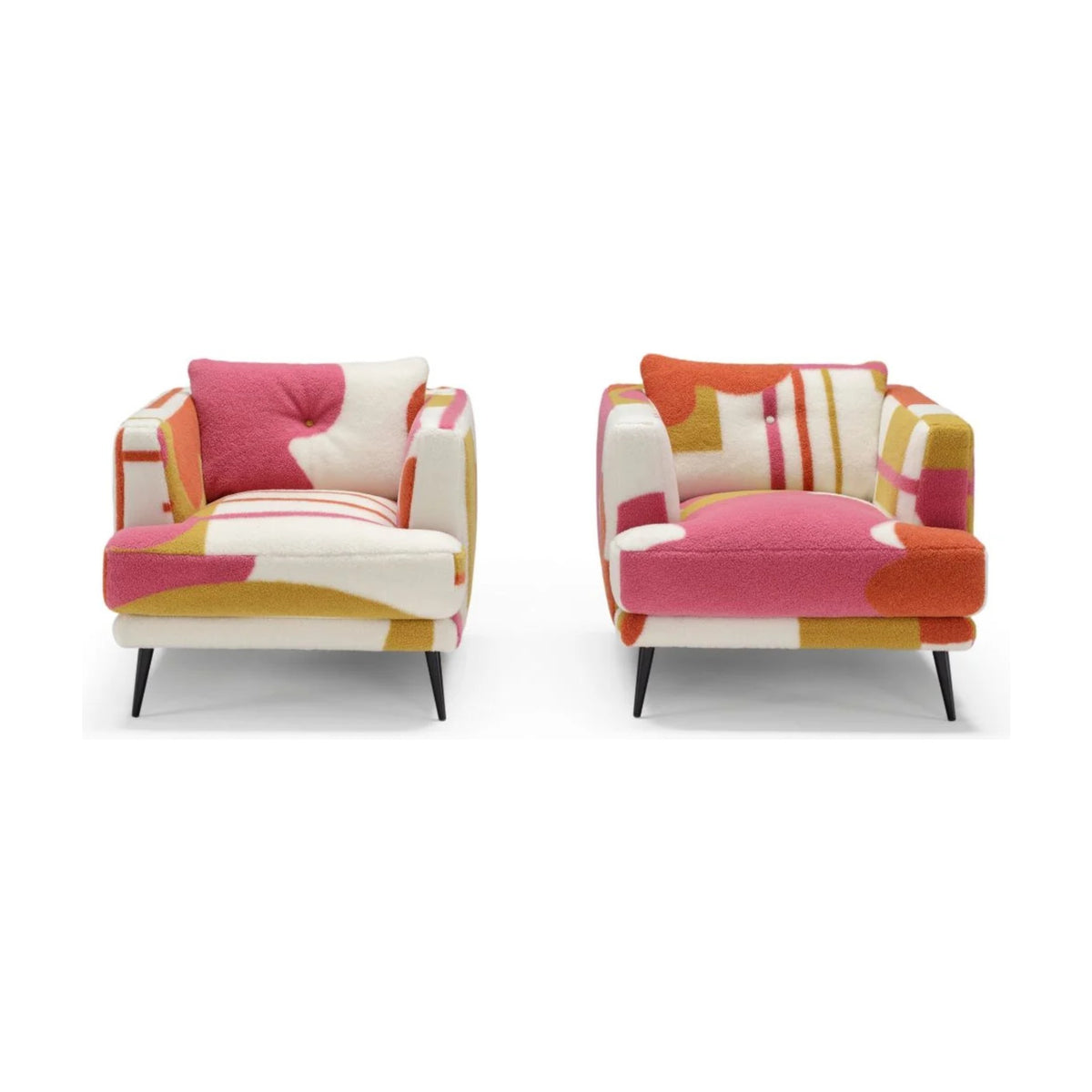Sophia Domestica – Two Armchairs in Patterned Fabric, Front Views