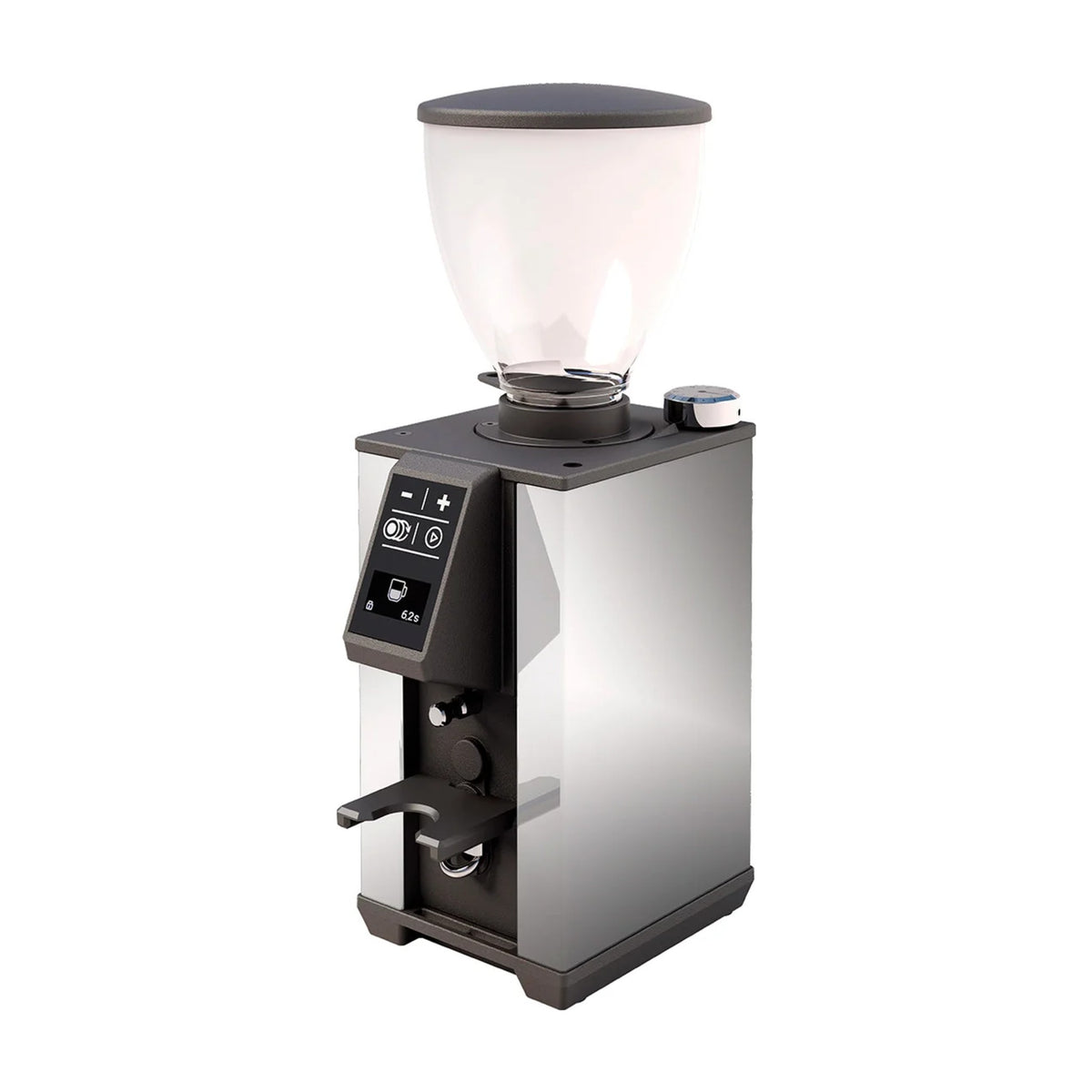 Coffee Grinder Pebble Chrome Domestica – Three Quarter View on White