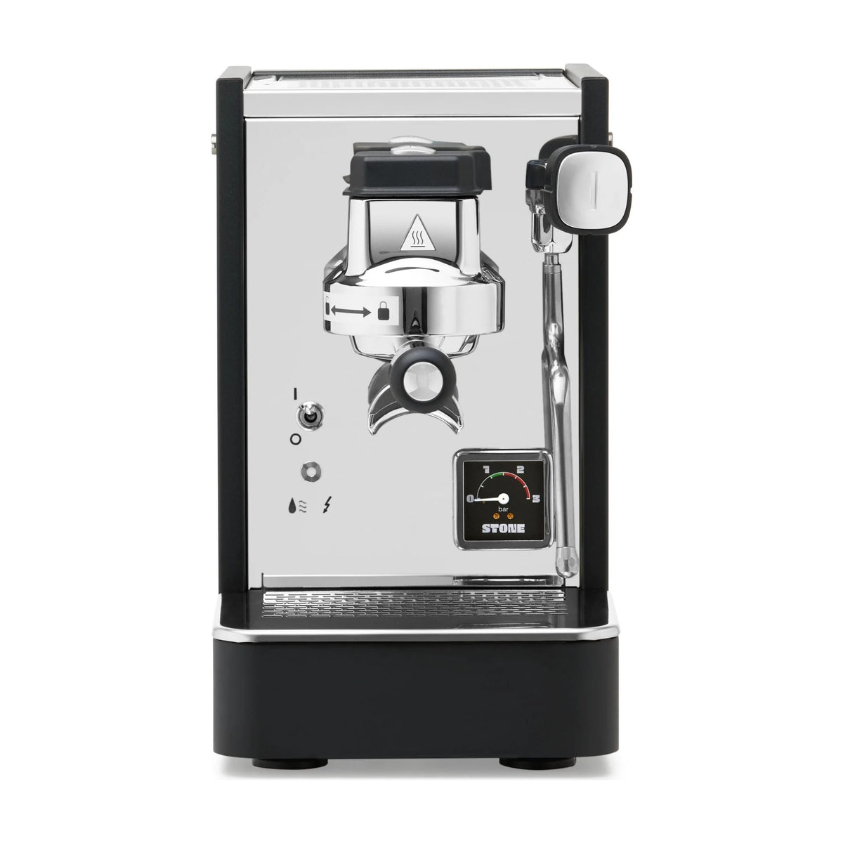 Espresso Machine Stone Lite Black Domestica – Front View on White