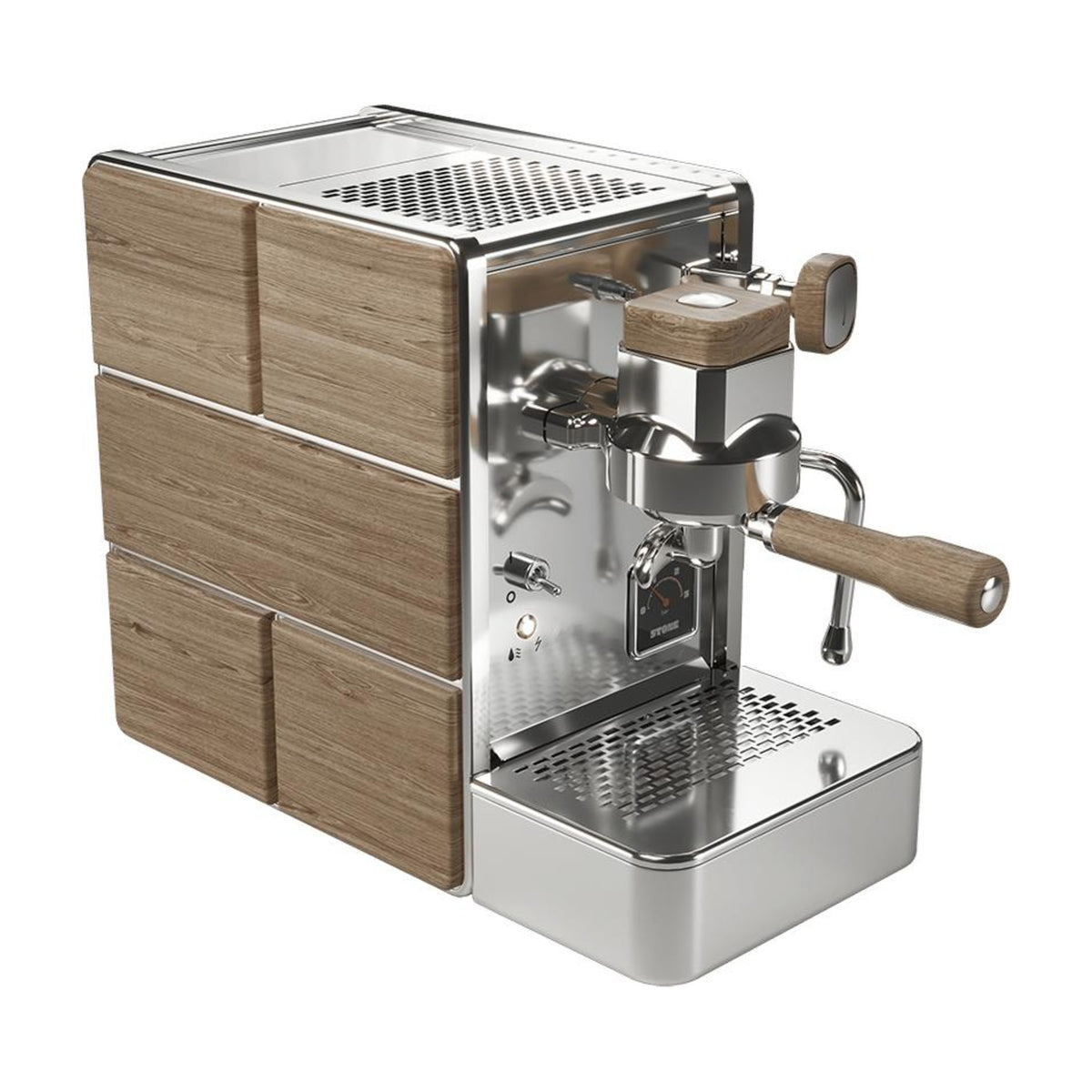 Espresso Machine Stone Mine Premium Wood Domestica – Three Quarter View on White