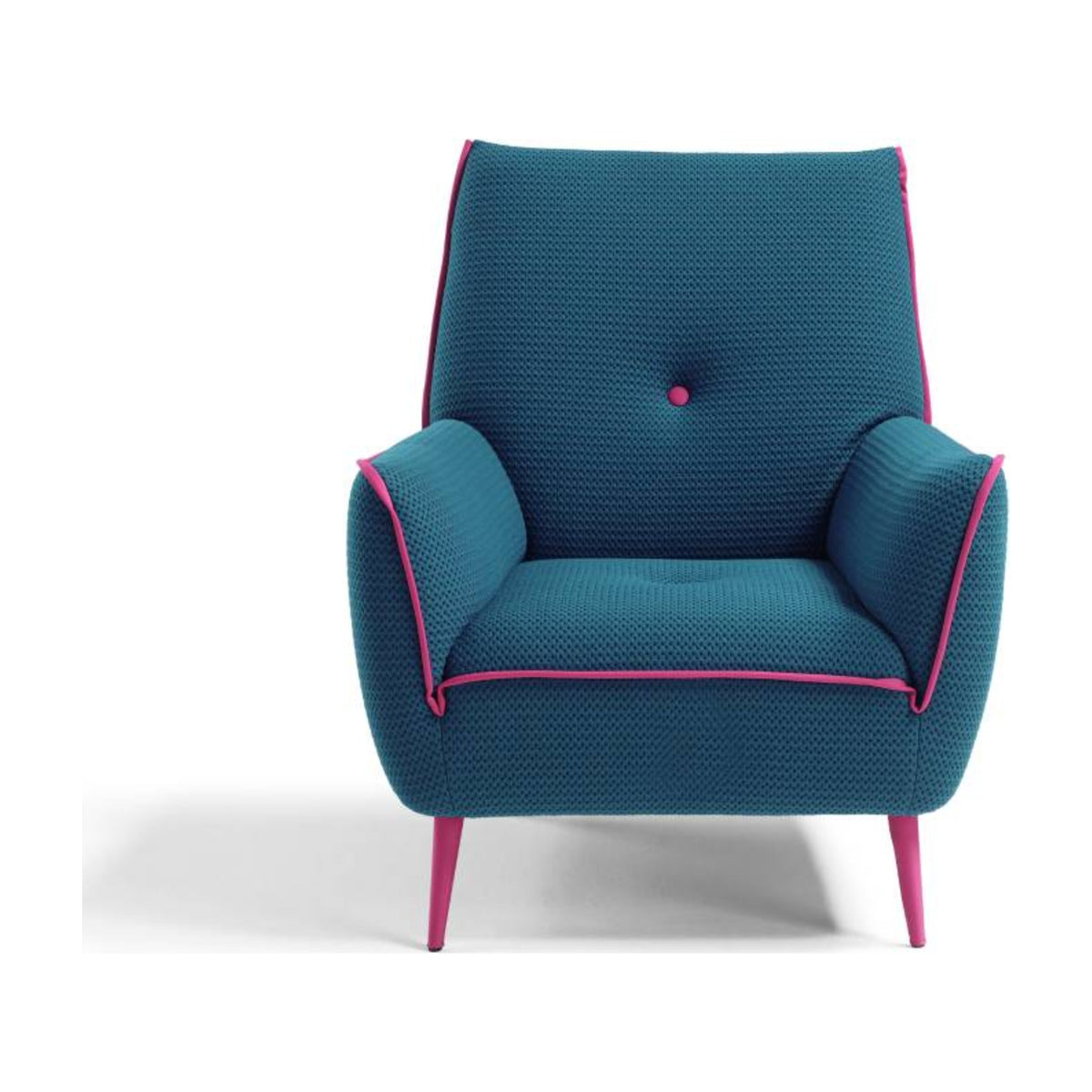 Armchair Yuki Poltroncina Teal Fuchsia Domestica – Front View on White