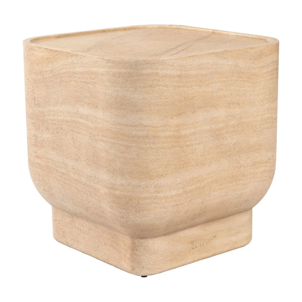 Side Table Noble Square Beige Domestica – Three Quarter View on White
