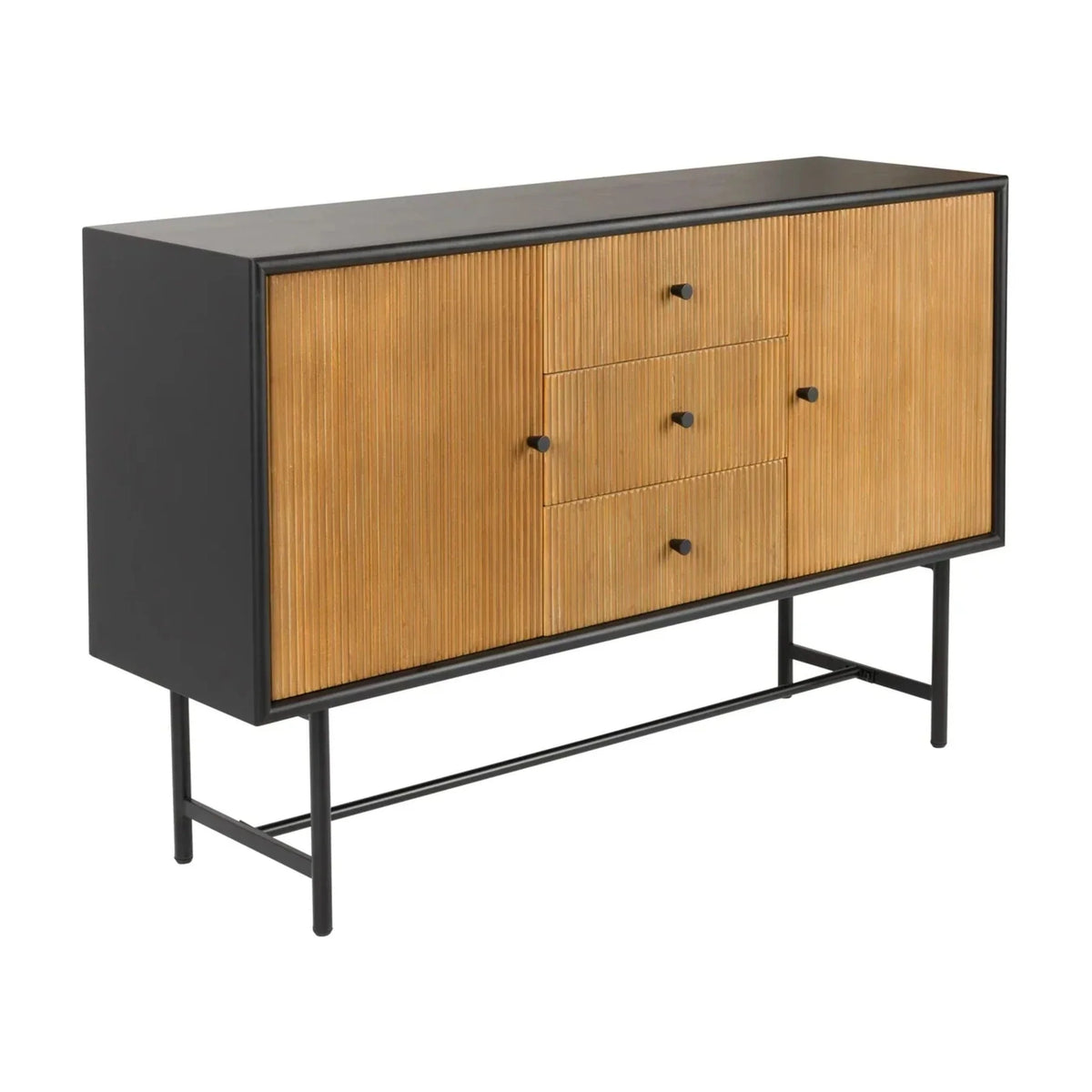 Sideboard Coztilla – Natural Pine Black – Three Quarter View on White