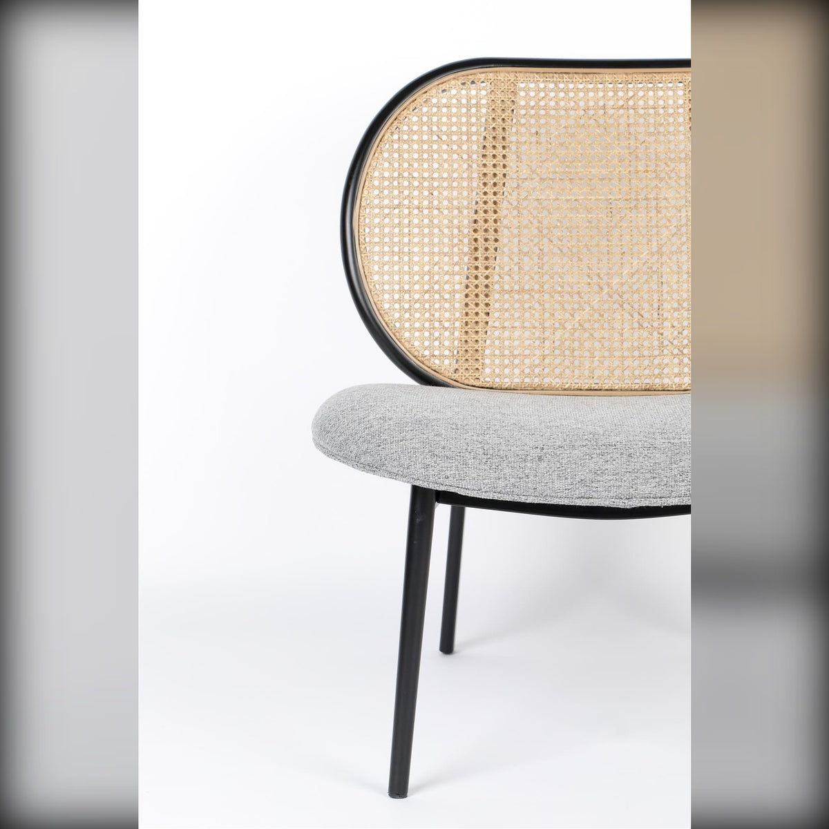 Lounge Chair Spike Natural Grey Domestica – Seat and Cane Backrest Side Close-up