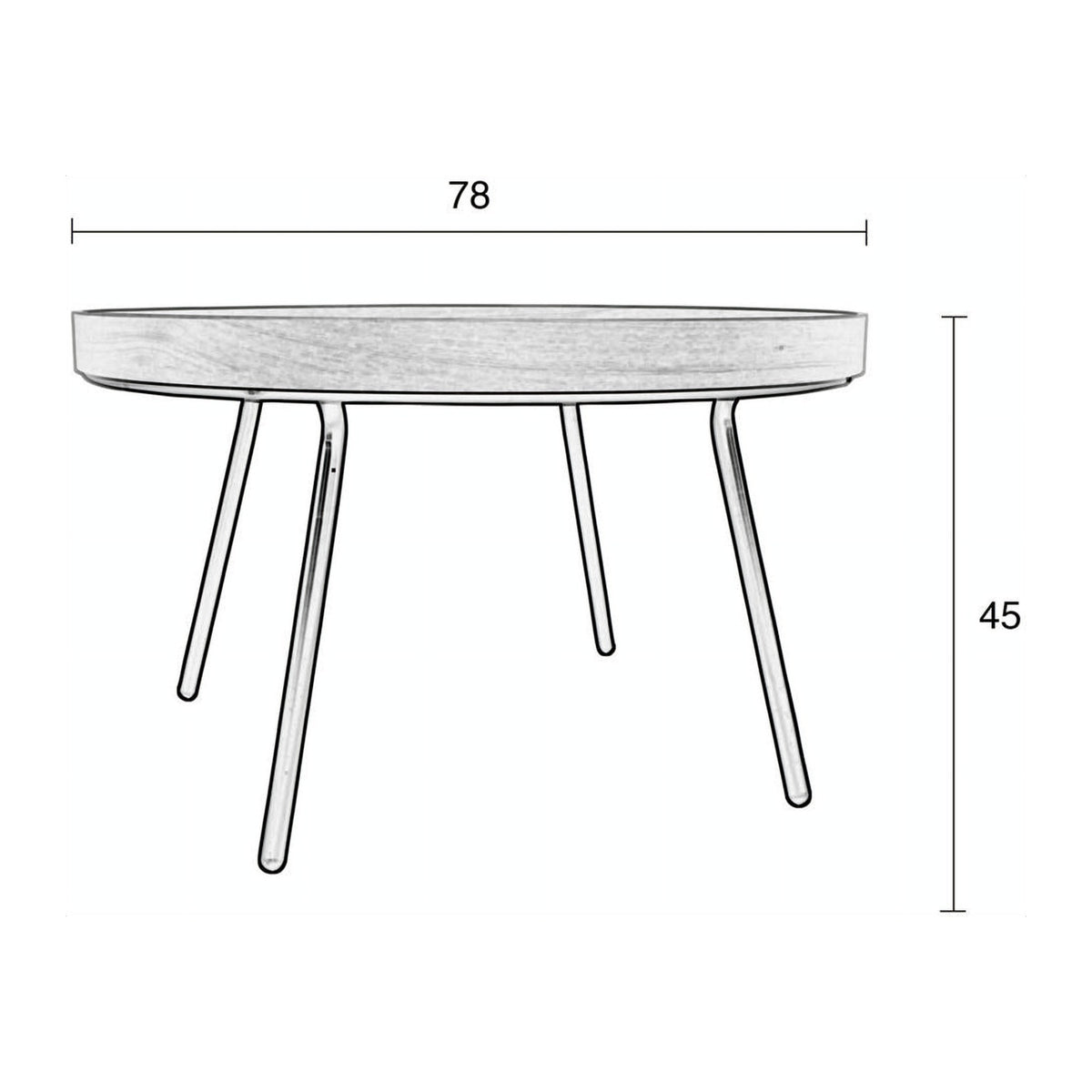 Coffee Table Oak Tray Natural Domestica – Dimensions Drawing