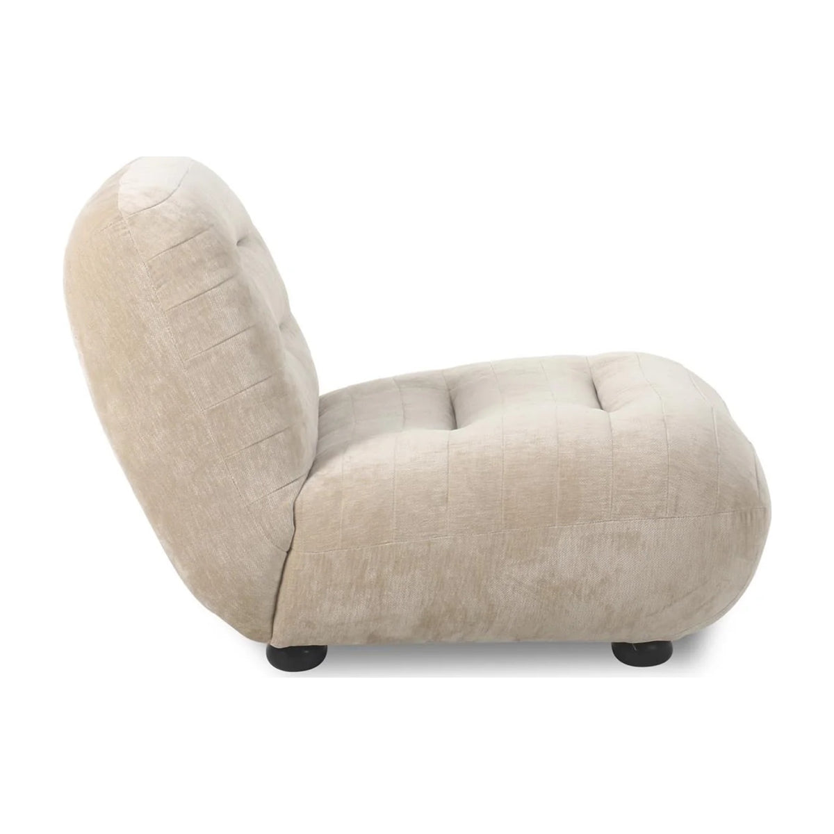 Lounge Chair Wyatt Velours Beige Domestica – Side View on White