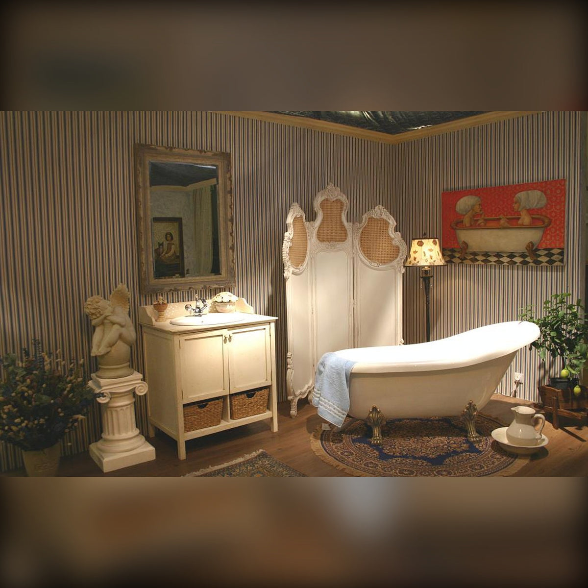 Dining Chair OMG Soft White Domestica – Bathroom Scene with Freestanding Bathtub (Chair Not Shown)