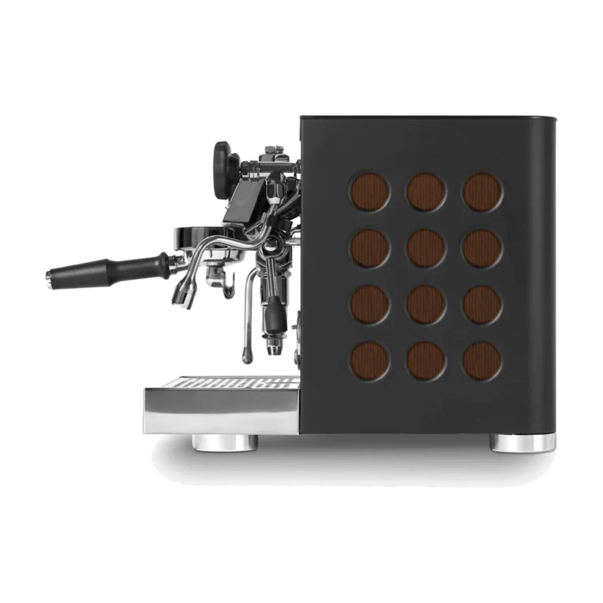 Espresso Machine Appartamento TCA Rocket Espresso Domestica – Black/Wood – Side View – Colour Digitally Matched