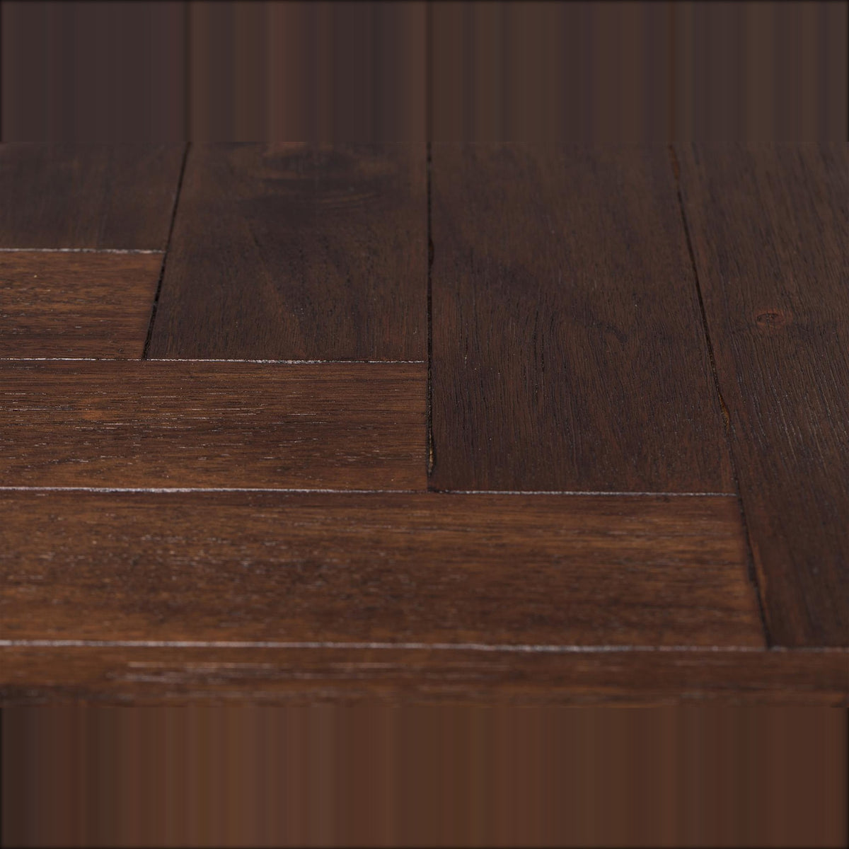 Console Table Class Brown Domestica – Herringbone Wood Top Close-up