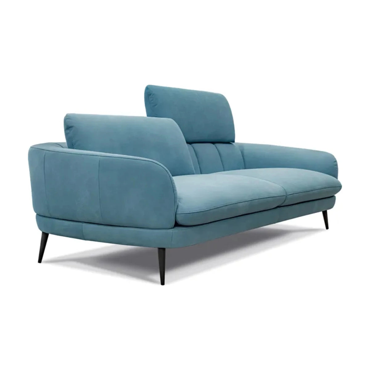 Looming Domestica – Shown in Sky Blue, Three Quarter View with Headrests Raised on White