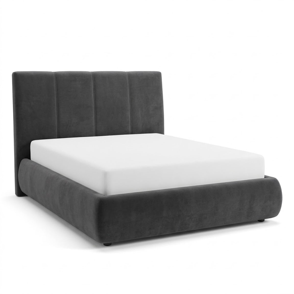 Bed Era Charcoal Grey Velvet Domestica – Three Quarter View on White