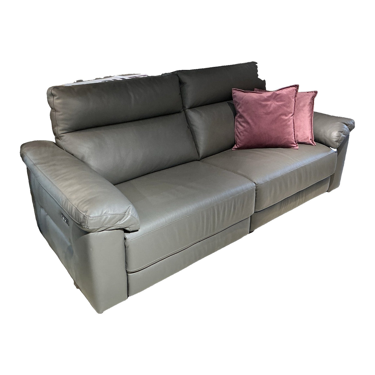 Sofa Belter 2-Seater Grey Leather – Showroom Piece on White