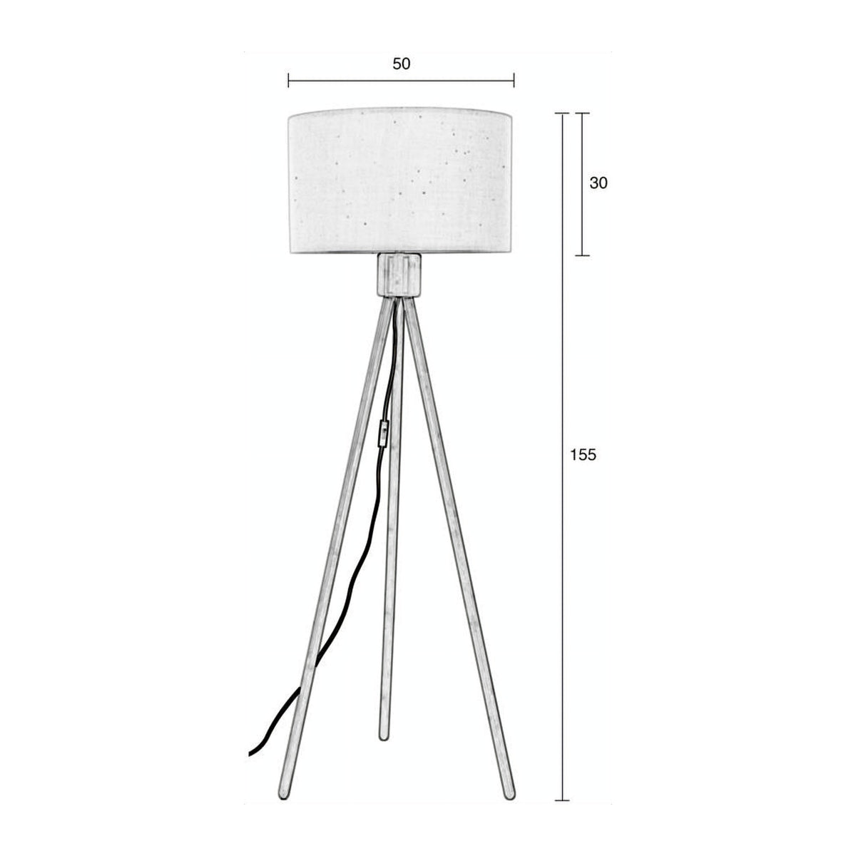 Floor Lamp Fan Bamboo Domestica – Dimensions Drawing