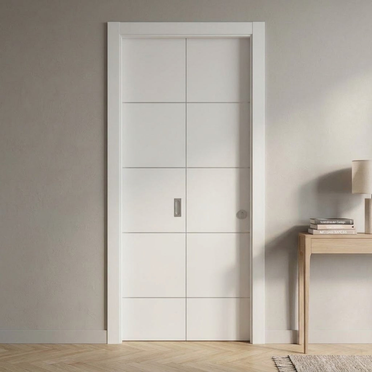 Marie Bi-Fold Door Domestica – Lifestyle Hallway (painted white)