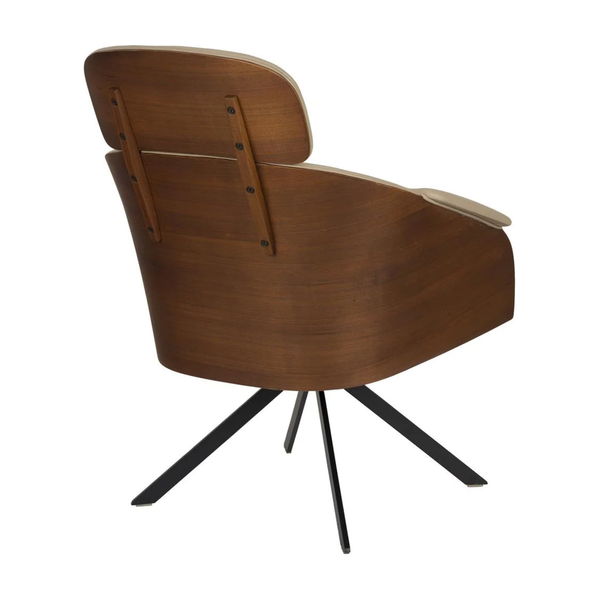 Lounge Chair Frie Beige Walnut Domestica – Back Three Quarter View on White