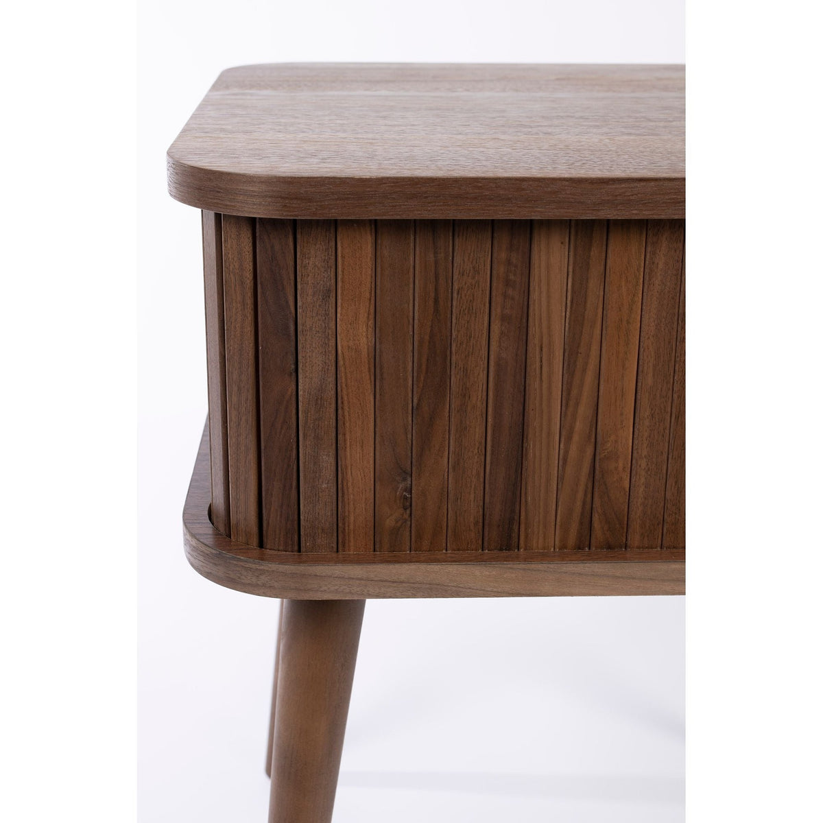Side Table Barbier Walnut Domestica – Tambour Door and Top Close-up
