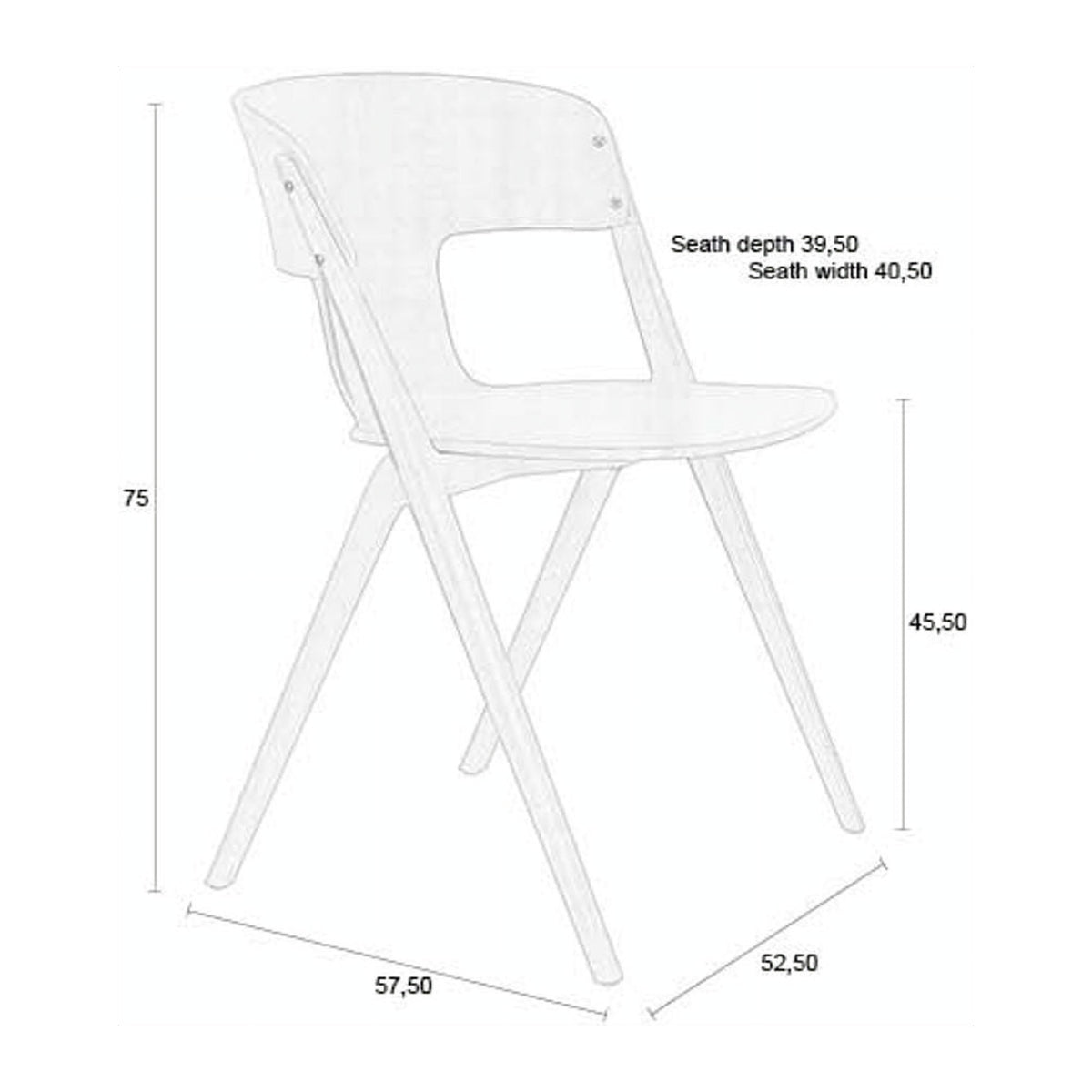 Outdoor Chair Horizon Off-White Domestica – Dimensions Drawing
