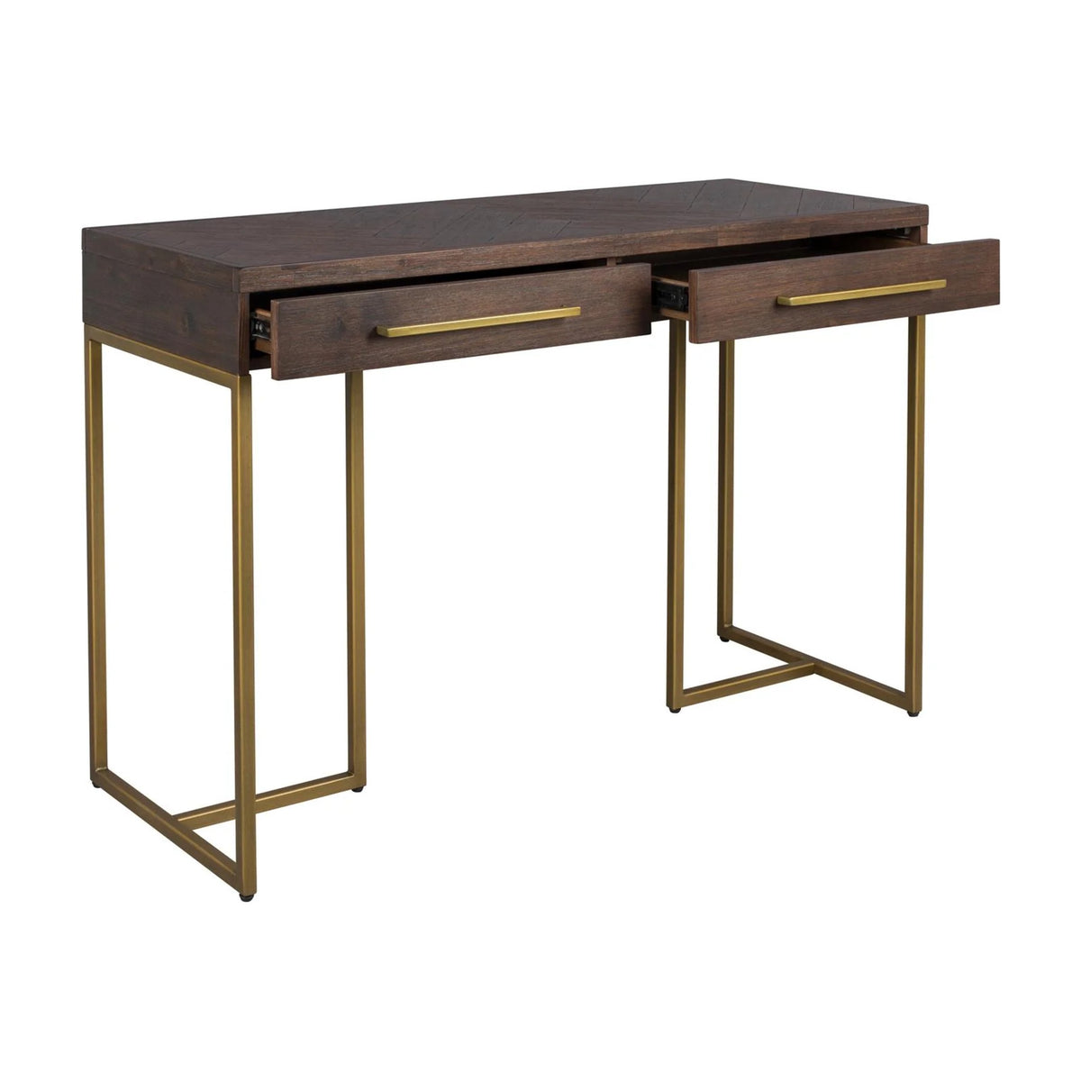 Console Table Class Brown Domestica – Three Quarter View with Drawers Open on White